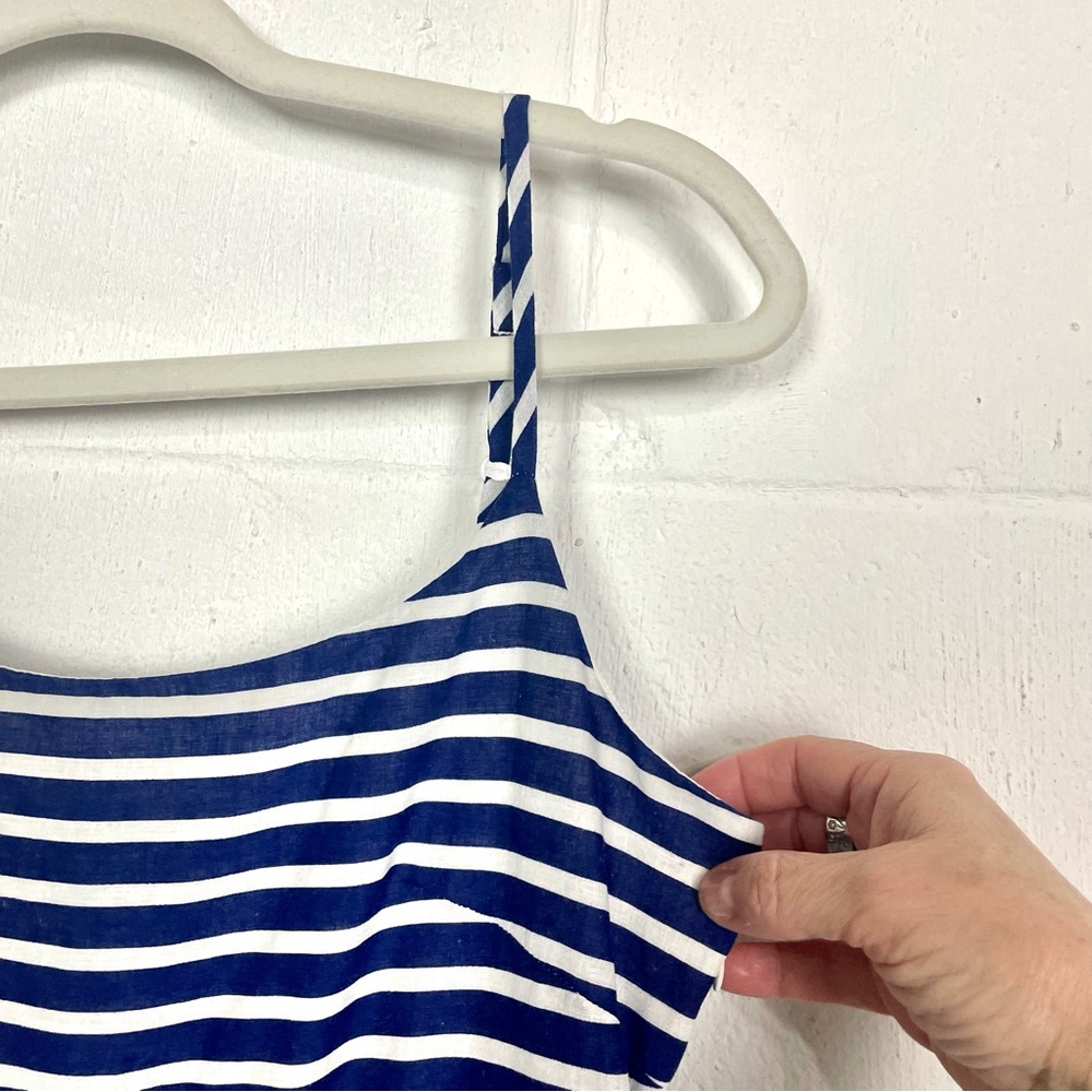 J. Crew Sundress Linen Blend Blue & White Striped Nautical Coastal Boat Preppy 4 - Picture 3 of 13